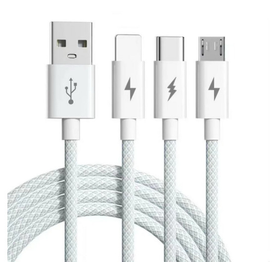 Кабель Basemo CM-102UW 3в1 USB - Micro USB / Type-C / Lightning 100 Вт