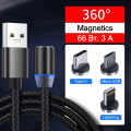Кабель Magnetics MC-12B 3в1 магнітний USB - Micro USB / Type-C / Lightning 66 Вт