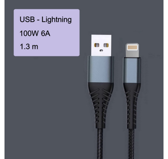 Кабель QiYGER DC-07L USB - Lightning 1м 100Вт
