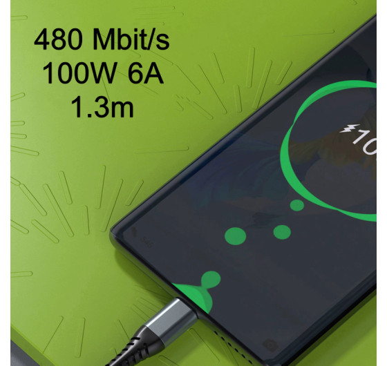Кабель QiYGER DC-07L USB - Lightning 1м 100Вт