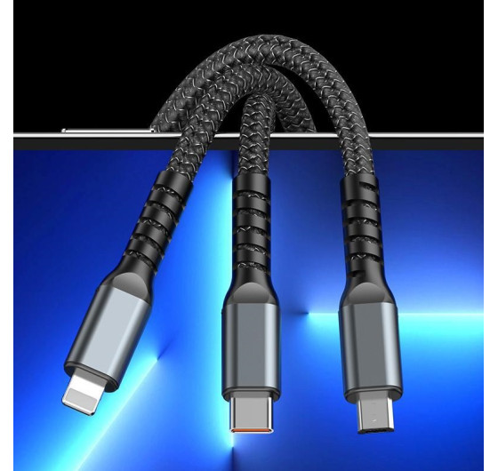 Кабель Segment CM-101UG 3в1 USB - Micro USB / Type-C / Lightning 100 Вт