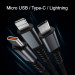 Кабель Segment CM-101UG 3в1 USB - Micro USB / Type-C / Lightning 100 Вт