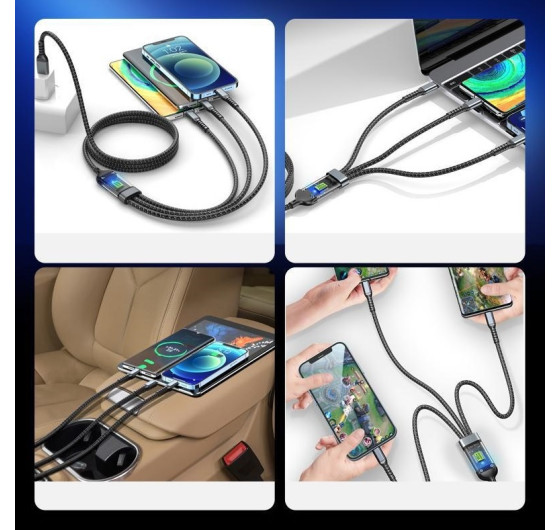 Кабель Segment CM-101UG 3в1 USB - Micro USB / Type-C / Lightning 100 Вт