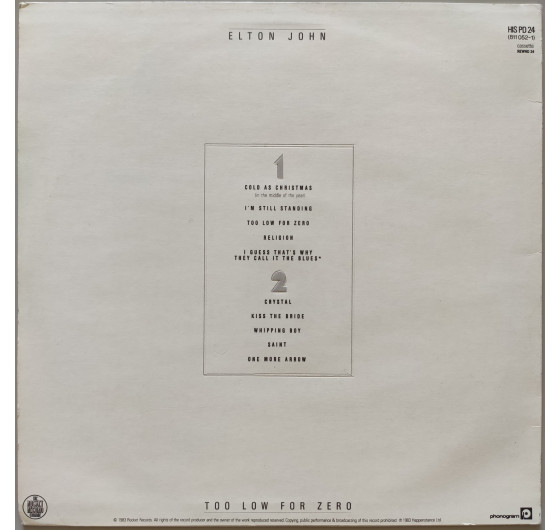 Elton John - Too Low For Zero