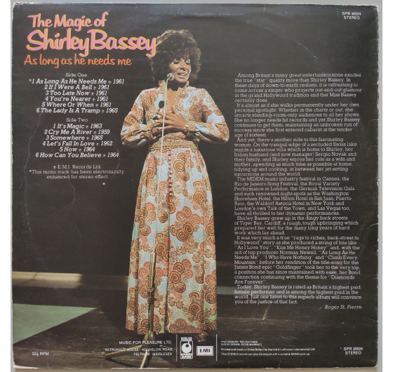 Shirley Bassey - As Long As He Needs Me