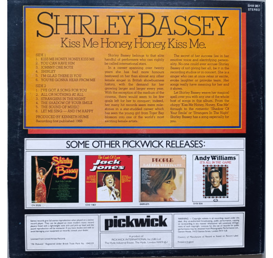 Shirley Bassey - Kiss Me Honey